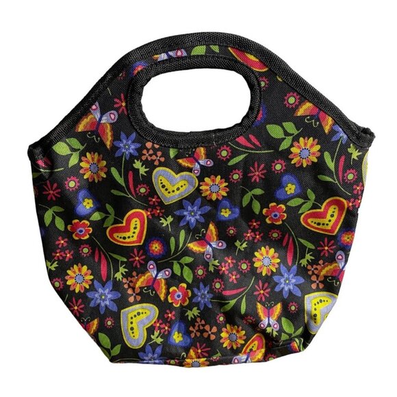 Floral and Hearts Printed Design Insulated Lunch Tote Bag - Picture 1 of 4